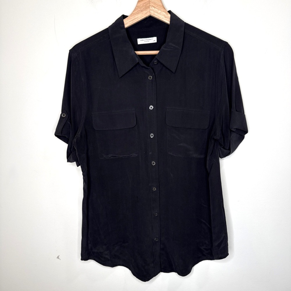 Equipment Femme 100% Silk Blouse Button Front Roll Tab Quiet Luxury Women's L